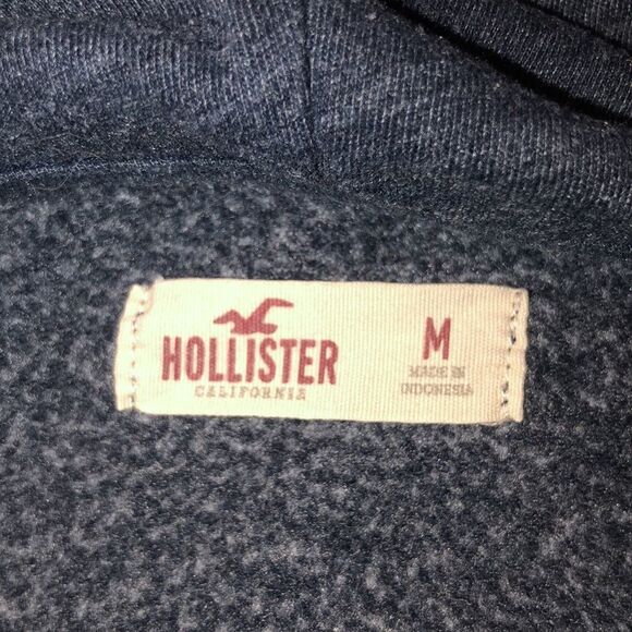 Hollister M Navy White Cotton Blend Hoodie with a Kangaroo Pocket - Picture 12 of 13
